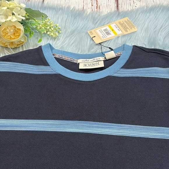 NWT Scotch & Soda Textured Spacedye Stripe Short Sleeve Tee sz M - Picture 3 of 10
